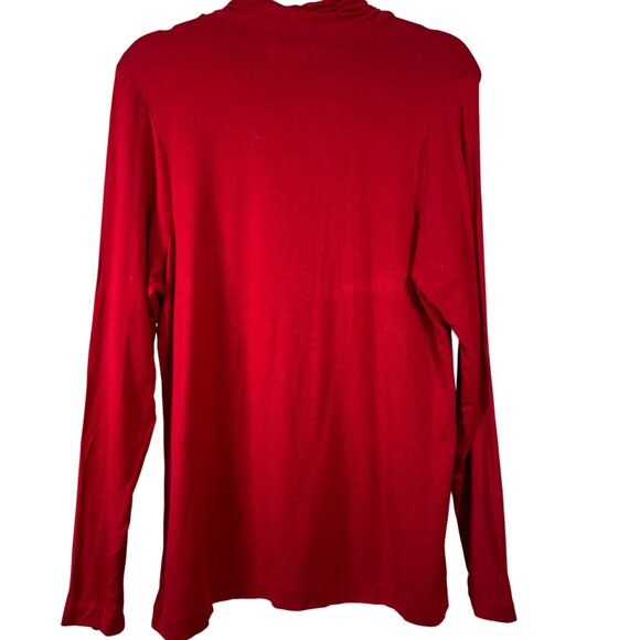 Alfani Womens Size 1X Red Long Sleeve Mockneck Top - Picture 3 of 4